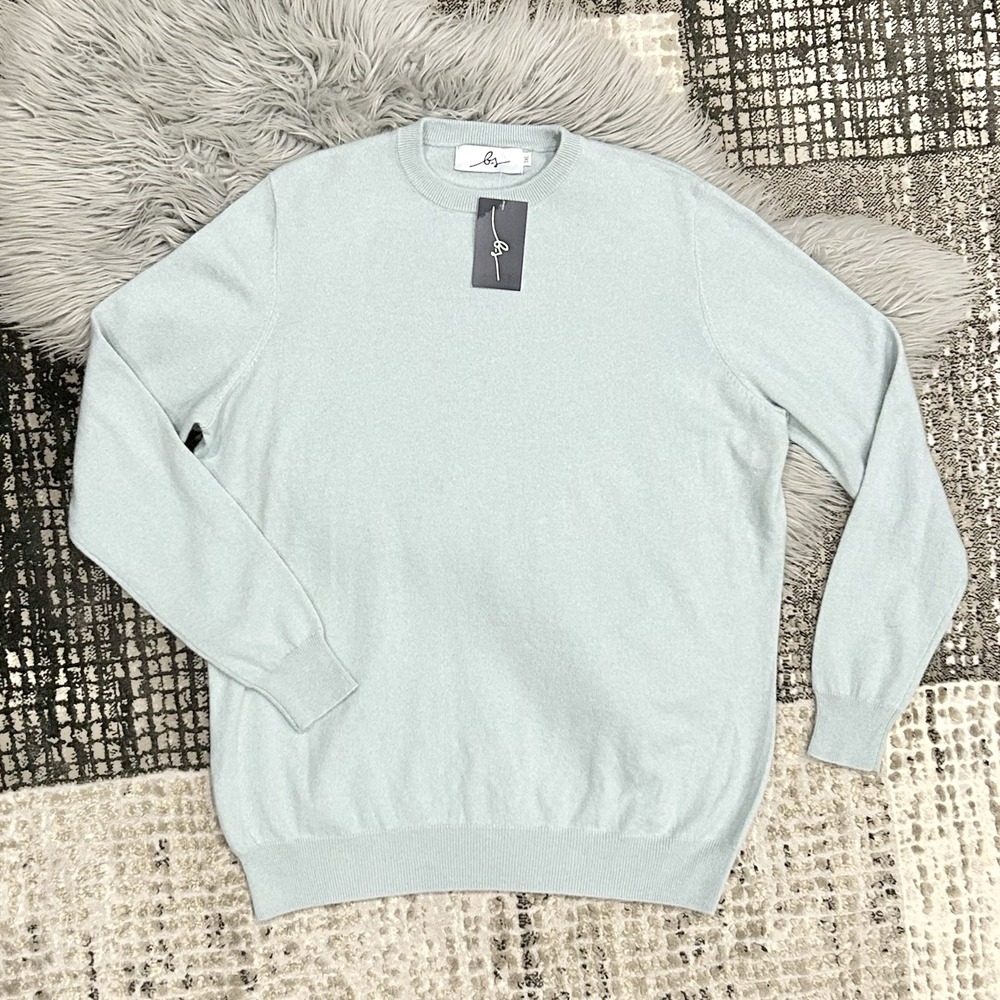 Boston Scott Golf Mens 100% Cashmere Teal‎ Sweater LS Size XXXLarge ($175)